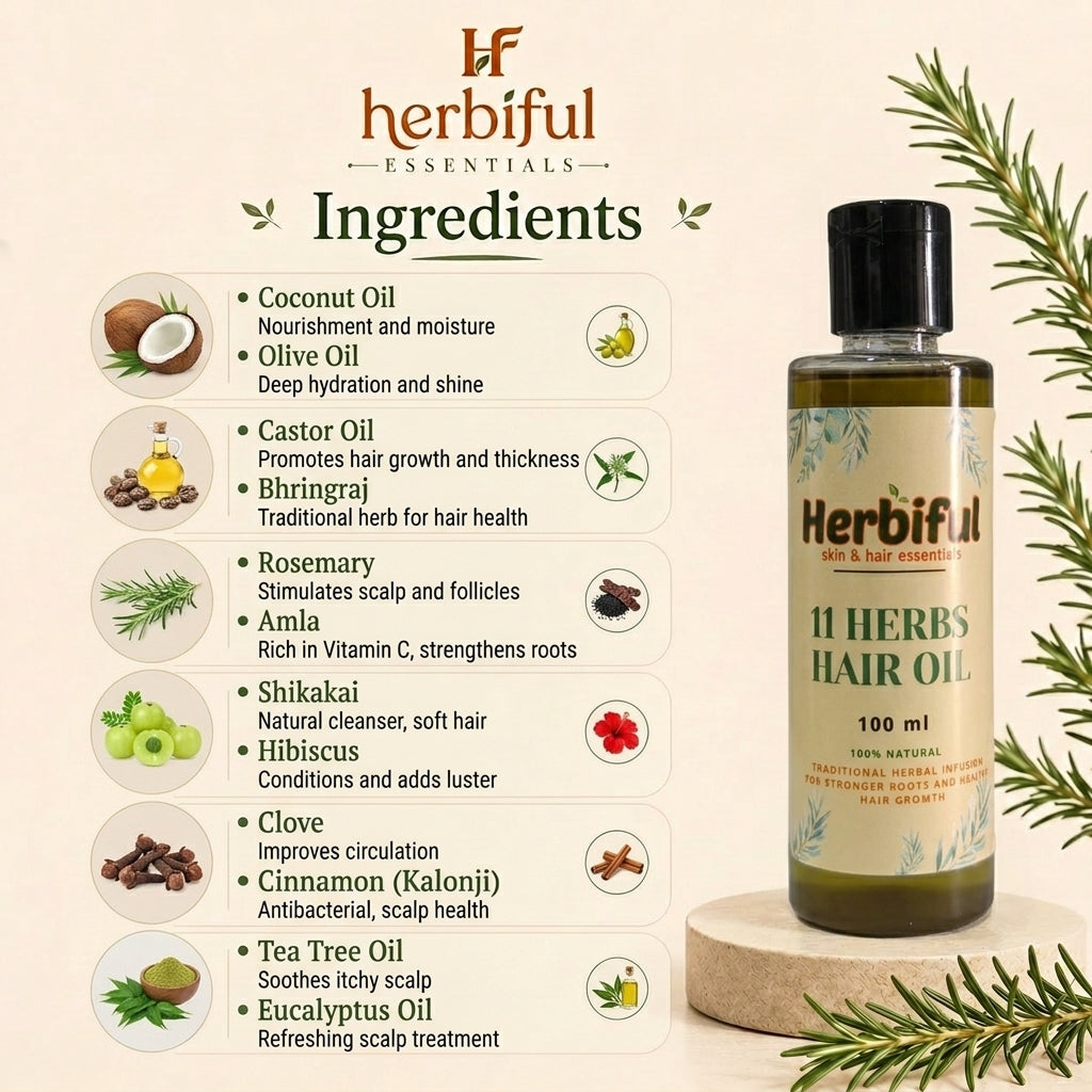 11 Herbs Hair Growth Oil 100ml — Anti Hair Fall & Scalp Nourishing Oil