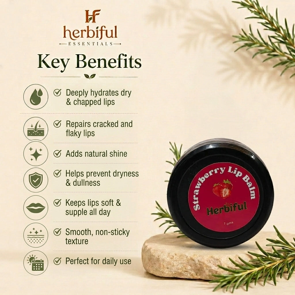 Strawberry Lip Balm 7gm — Nourishing Lip Care with Natural Shine & Deep Hydration