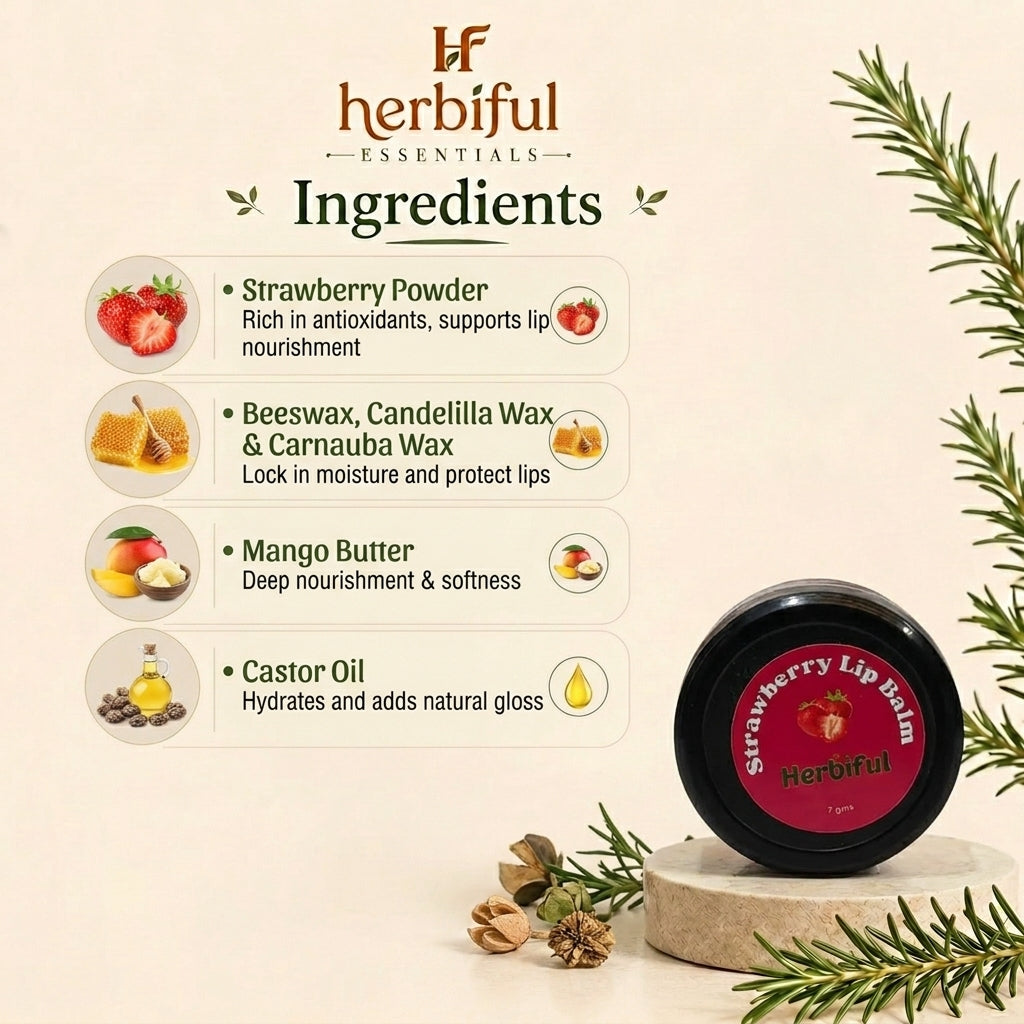 Strawberry Lip Balm 7gm — Nourishing Lip Care with Natural Shine & Deep Hydration