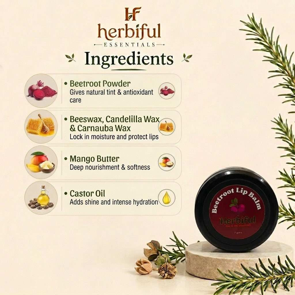Beetroot Lip Balm 7gm — Natural Lip Tint & Deep Hydration for Soft, Pink Lips