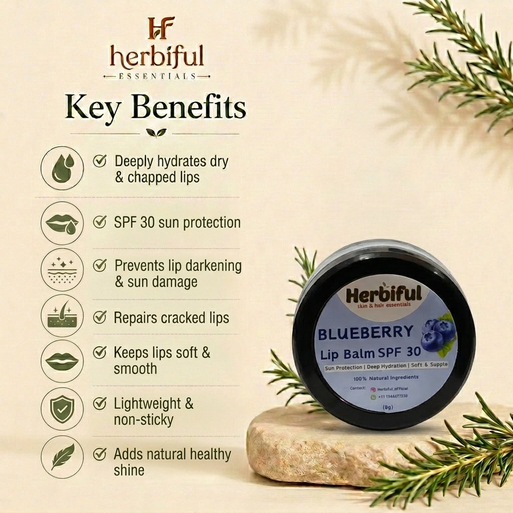 Blueberry Lip Balm SPF 30 8gm — Deep Hydration & Sun Protection for Soft, Healthy Lips