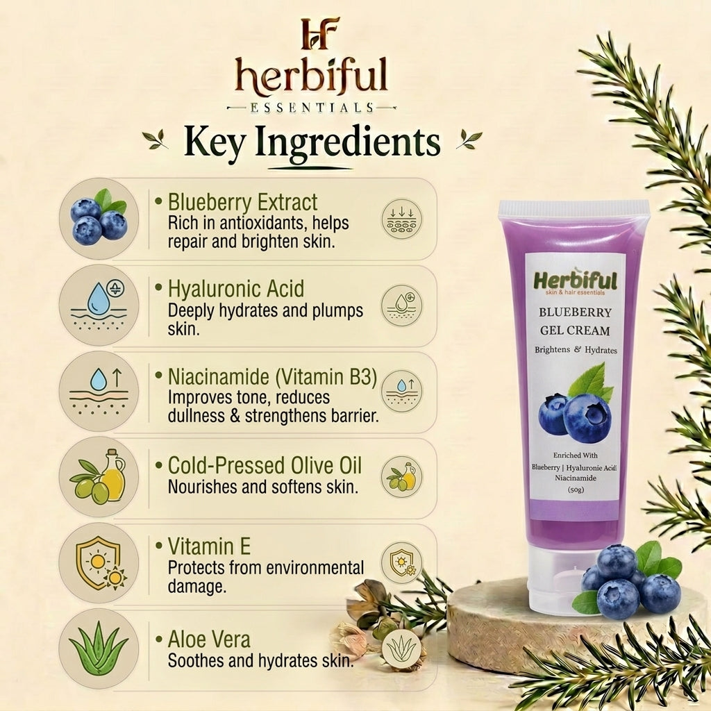 Blueberry Gel Cream 50gm — Brightening & Deep Hydration Moisturizer with Hyaluronic Acid & Niacinamide