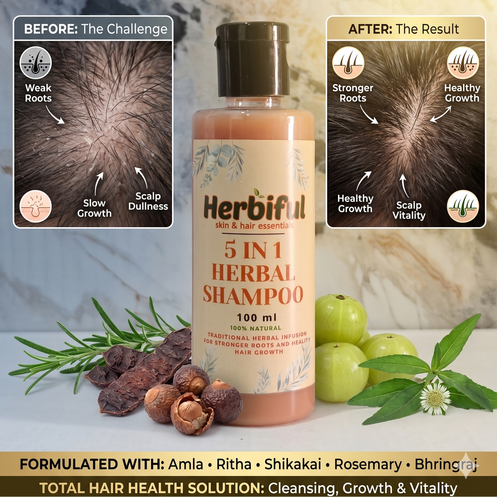 5 in 1 Herbal Shampoo 100ml | Hair Growth & Cleansing