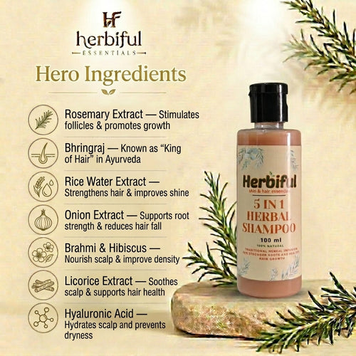 5 in 1 Herbal Shampoo 100ml | Hair Growth & Cleansing