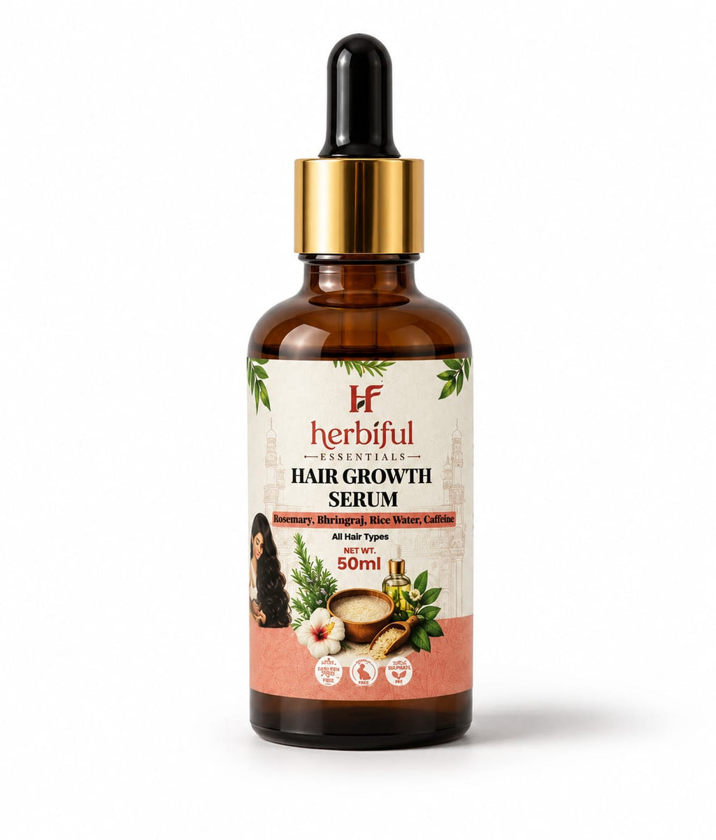 Hair Growth Serum 50ml | Rosemary, Bhringraj, Rice Water & Caffeine Hair Serum Supports Hair Growth, Stronger Roots & Healthier Looking Hair