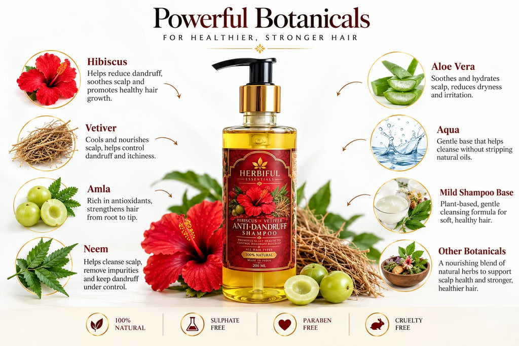 Herbiful Essentials Hibiscus + Vetiver Anti-Dandruff Shampoo | 200 ml