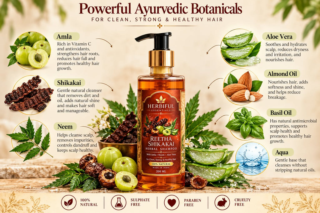 Herbiful Essentials Reetha + Shikakai Herbal Shampoo | 200 ml