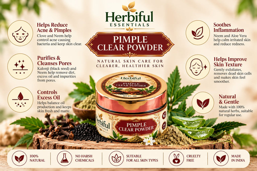 Herbiful Essentials Pimple Clear Powder | Herbal Acne & Blemish Care | 25g