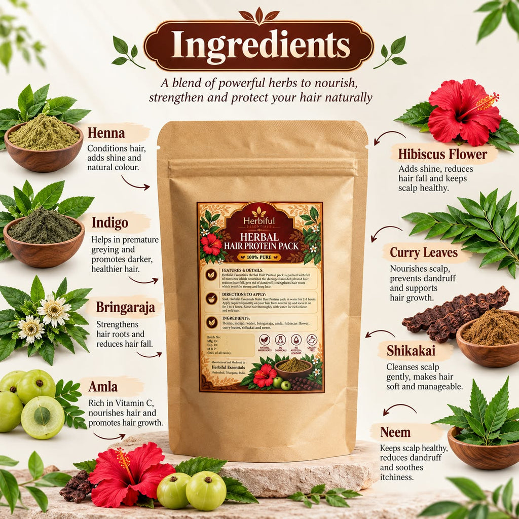 Herbiful Essentials Herbal Hair Protein Pack | Ayurvedic Hair Care | 100g