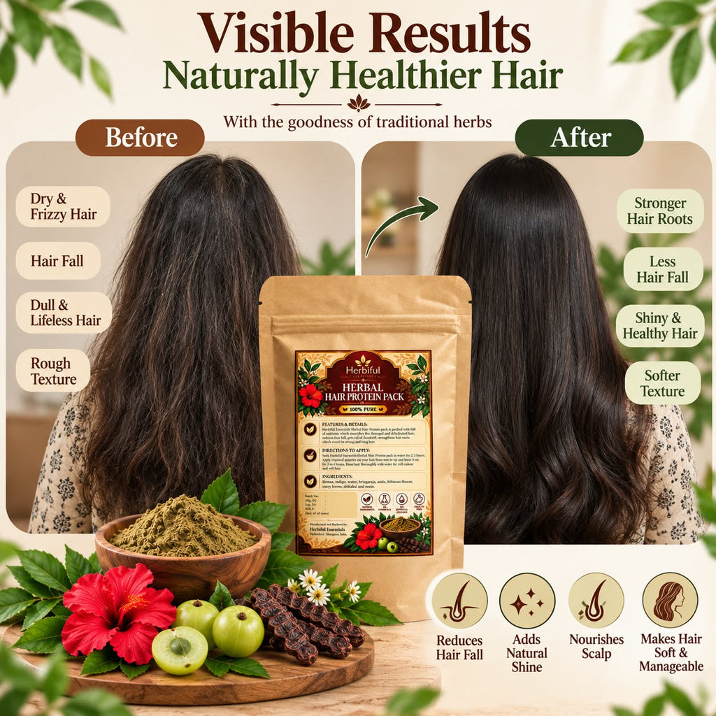Herbiful Essentials Herbal Hair Protein Pack | Ayurvedic Hair Care | 100g